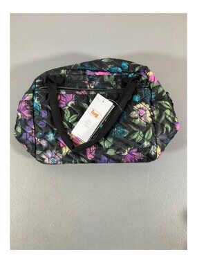 Lug Jive Bloom Black Quilted Convertible Crossbody Bag - Tropical Pattern, Unise